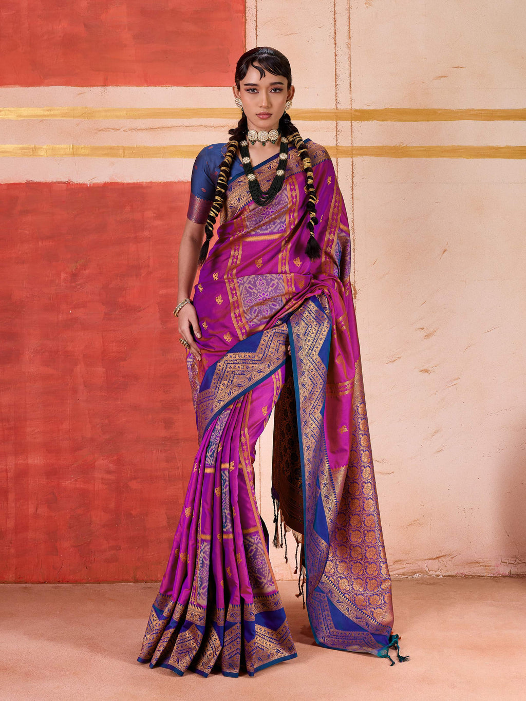 Aastha Fashion Magenta Pure Silk Handloom Weaving Saree - Distacart