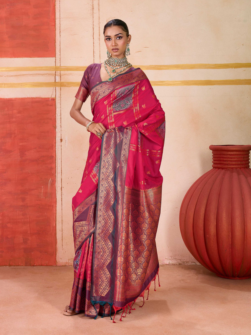 Aastha Fashion Rani Pure Silk Handloom Weaving Saree - Distacart