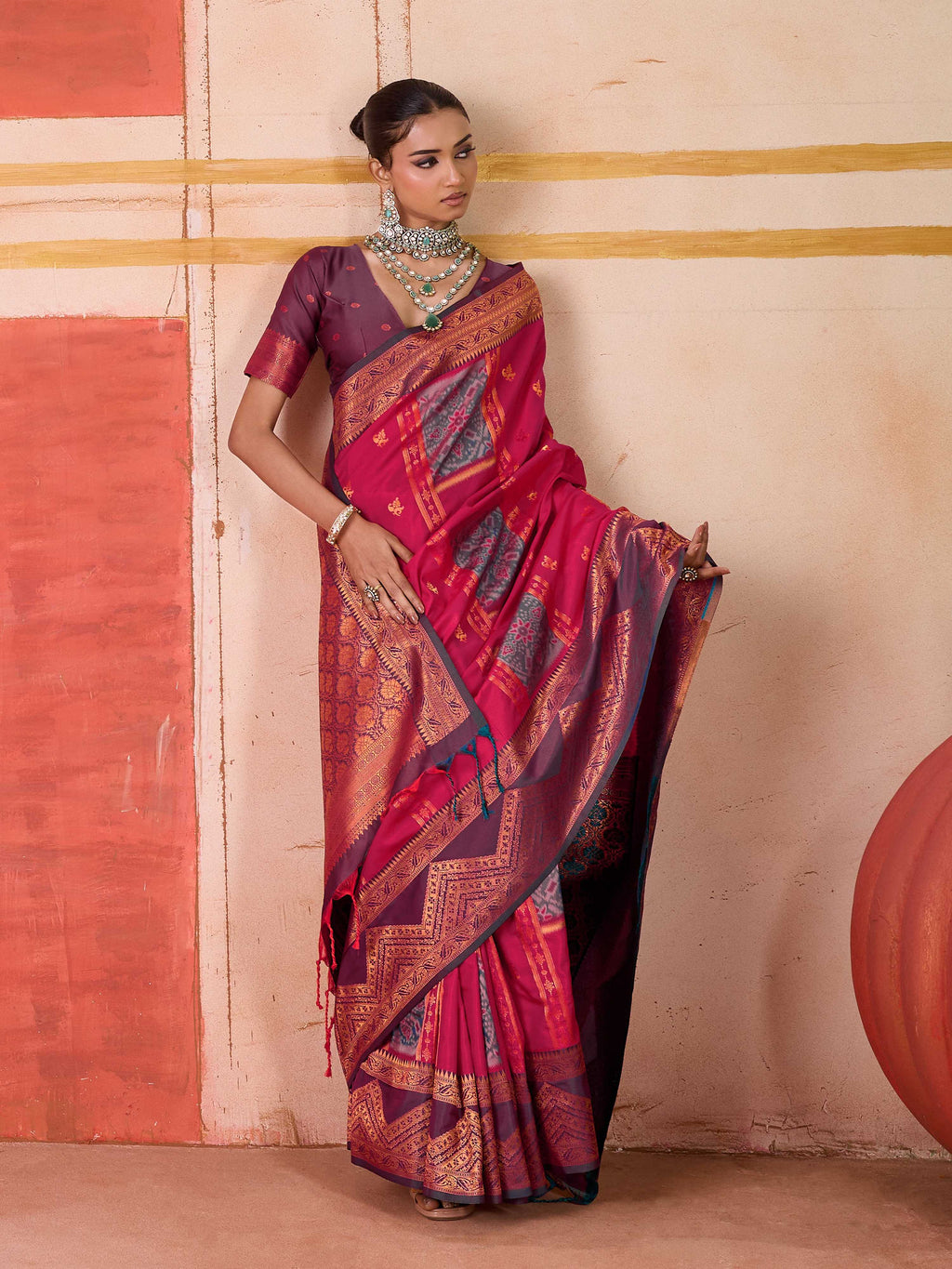 Aastha Fashion Rani Pure Silk Handloom Weaving Saree - Distacart
