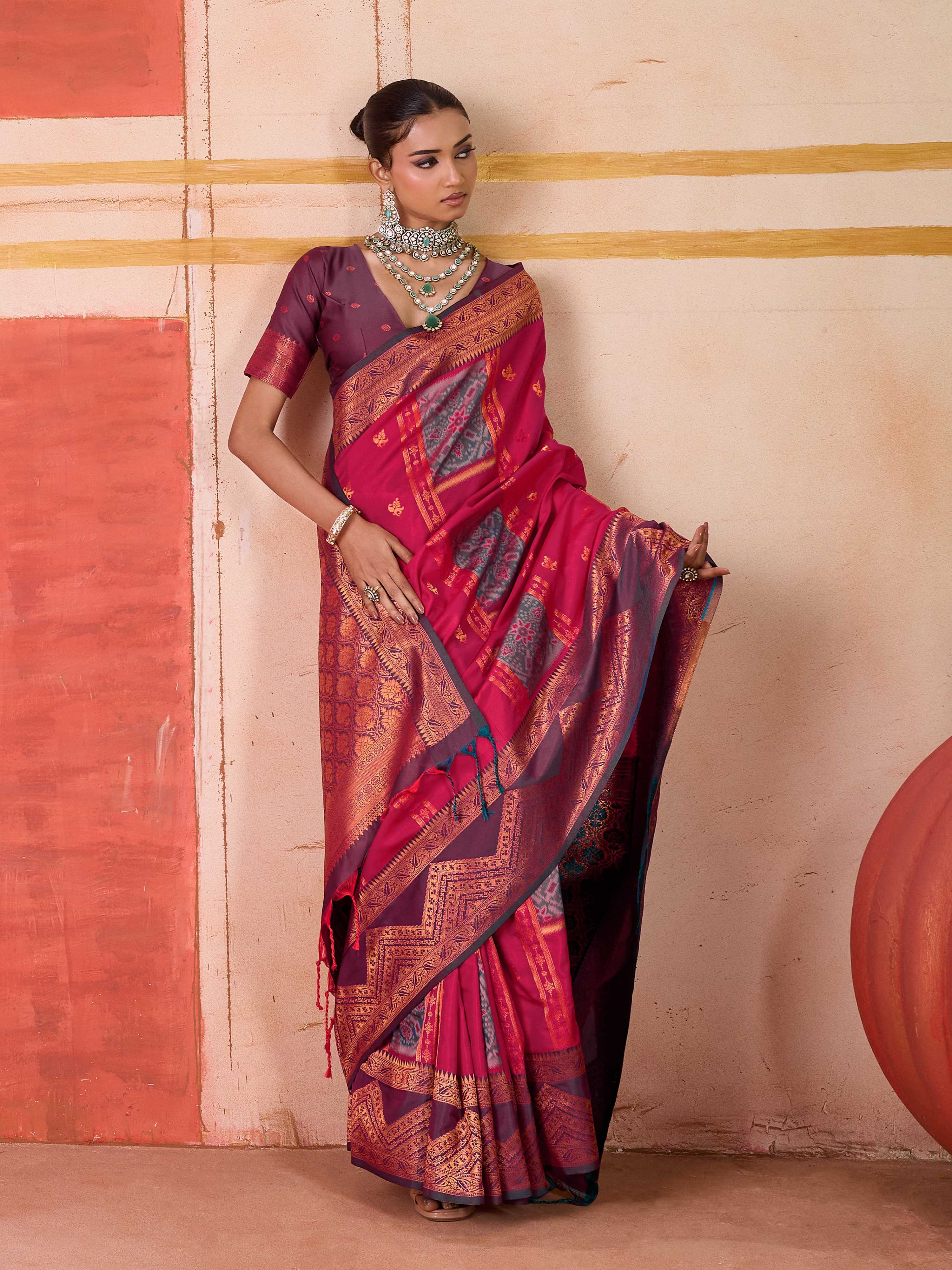 Aastha Fashion Rani Pure Silk Handloom Weaving Saree - Distacart