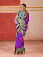 Aastha Fashion Violet Pure Silk Handloom Weaving Saree - Distacart