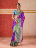 Aastha Fashion Violet Pure Silk Handloom Weaving Saree - Distacart
