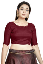 Aastha Fashion Maroon Art Silk Boat Neck Blouse - Distacart