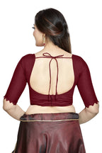 Aastha Fashion Maroon Art Silk Boat Neck Blouse - Distacart