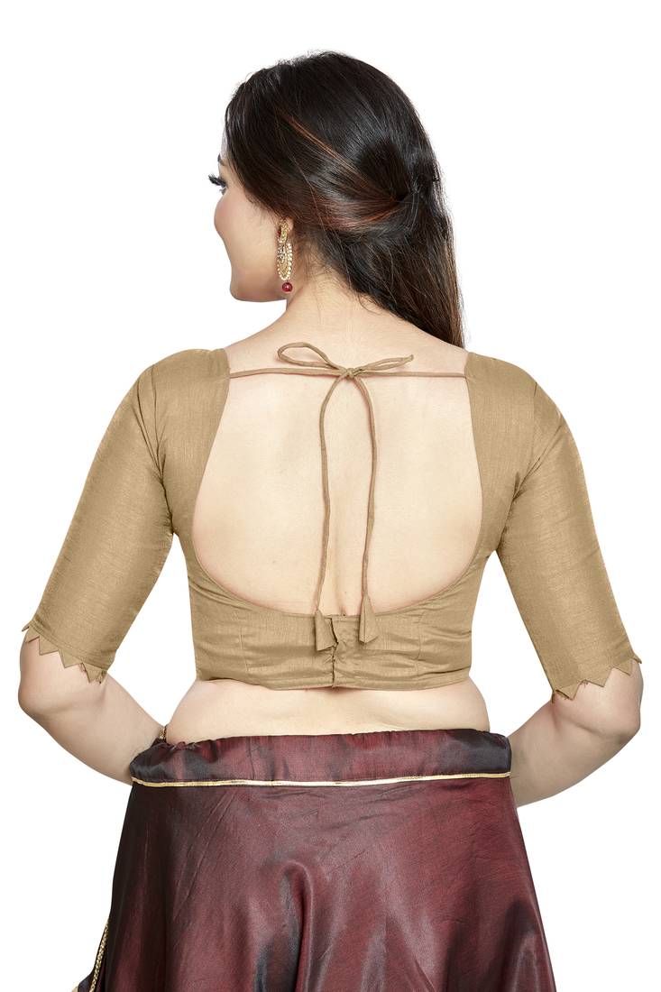 Aastha Fashion Chiku Art Silk Boat Neck Blouse - Distacart