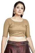 Aastha Fashion Chiku Art Silk Boat Neck Blouse - Distacart