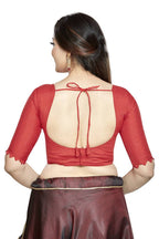 Aastha Fashion Red Art Silk Boat Neck Blouse - Distacart