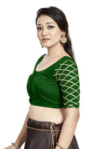 Aastha Fashion Green Art Silk Boat Neck Blouse - Distacart