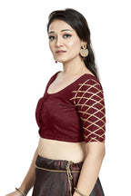 Aastha Fashion Maroon Art Silk Boat Neck Blouse - Distacart