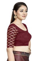 Aastha Fashion Maroon Art Silk Boat Neck Blouse - Distacart