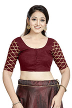 Aastha Fashion Maroon Art Silk Boat Neck Blouse - Distacart