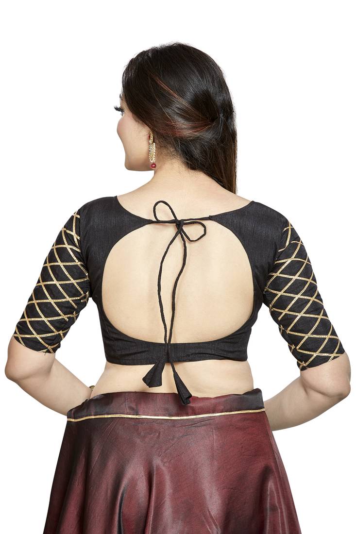 Aastha Fashion Black Art Silk Boat Neck Blouse - Distacart