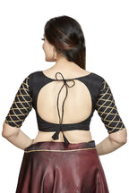 Aastha Fashion Black Art Silk Boat Neck Blouse - Distacart