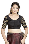 Aastha Fashion Black Art Silk Boat Neck Blouse - Distacart