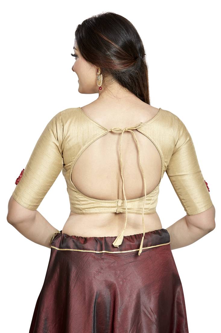 Aastha Fashion Chiku Art Silk Boat Neck Blouse - Distacart