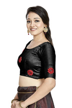 Aastha Fashion Black Art Silk Boat Neck Blouse - Distacart