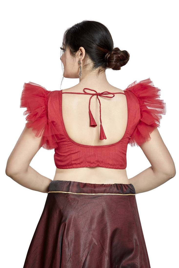 Aastha Fashion Red Art Silk V Neck Blouse - Distacart
