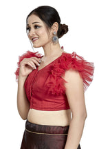 Aastha Fashion Red Art Silk V Neck Blouse - Distacart