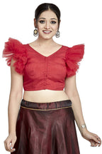 Aastha Fashion Red Art Silk V Neck Blouse - Distacart