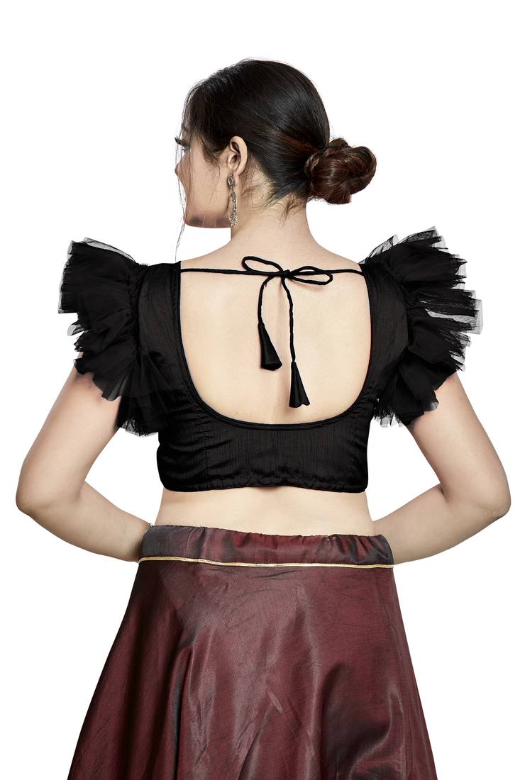 Aastha Fashion Black Art Silk V Neck Blouse - Distacart