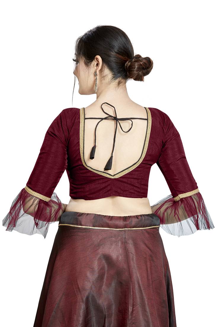 Aastha Fashion Maroon Art Silk Square Style Blouse - Distacart