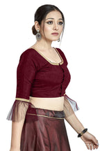 Aastha Fashion Maroon Art Silk Square Style Blouse - Distacart
