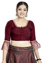 Aastha Fashion Maroon Art Silk Square Style Blouse - Distacart