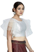 Aastha Fashion Silver Silver Matti Boat Neck Blouse - Distacart