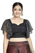 Aastha Fashion Black Art Silk Temple Neck Blouse - Distacart