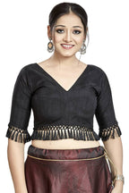 Aastha Fashion Black Art Silk V Neck Blouse - Distacart