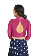 Aastha Fashion Pink Art Silk V Neck Chinese Collar Matty In Sleeve Readymade Blouse