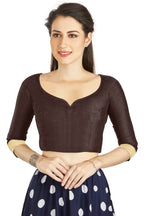 Aastha Fashion Brown Art Silk Sweet Heart Neck style Matty in Sleeves Readymade Blouse