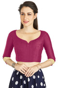 Aastha Fashion Rani Art Silk Sweet Heart Neck style Matty in Sleeves Readymade Blouse