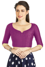 Aastha Fashion Purple Art Silk Sweet Heart Neck style Matty in Sleeves Readymade Blouse