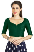 Aastha Fashion Green Art Silk Sweet Heart Neck style Matty in Sleeves Readymade Blouse