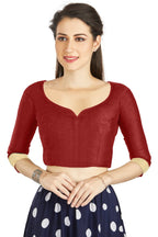 Aastha Fashion Maroon Art Silk Sweet Heart Neck style Matty in Sleeves Readymade Blouse