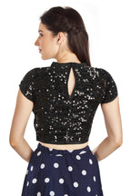 Aastha Fashion Black Net Collar Neck Sequence Work Readymade Blouse
