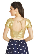 Aastha Fashion Gold Matty Boat Neck Plain Readymade Blouse