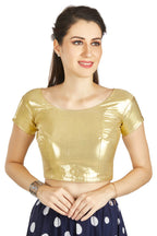 Aastha Fashion Gold Matty Boat Neck Plain Readymade Blouse