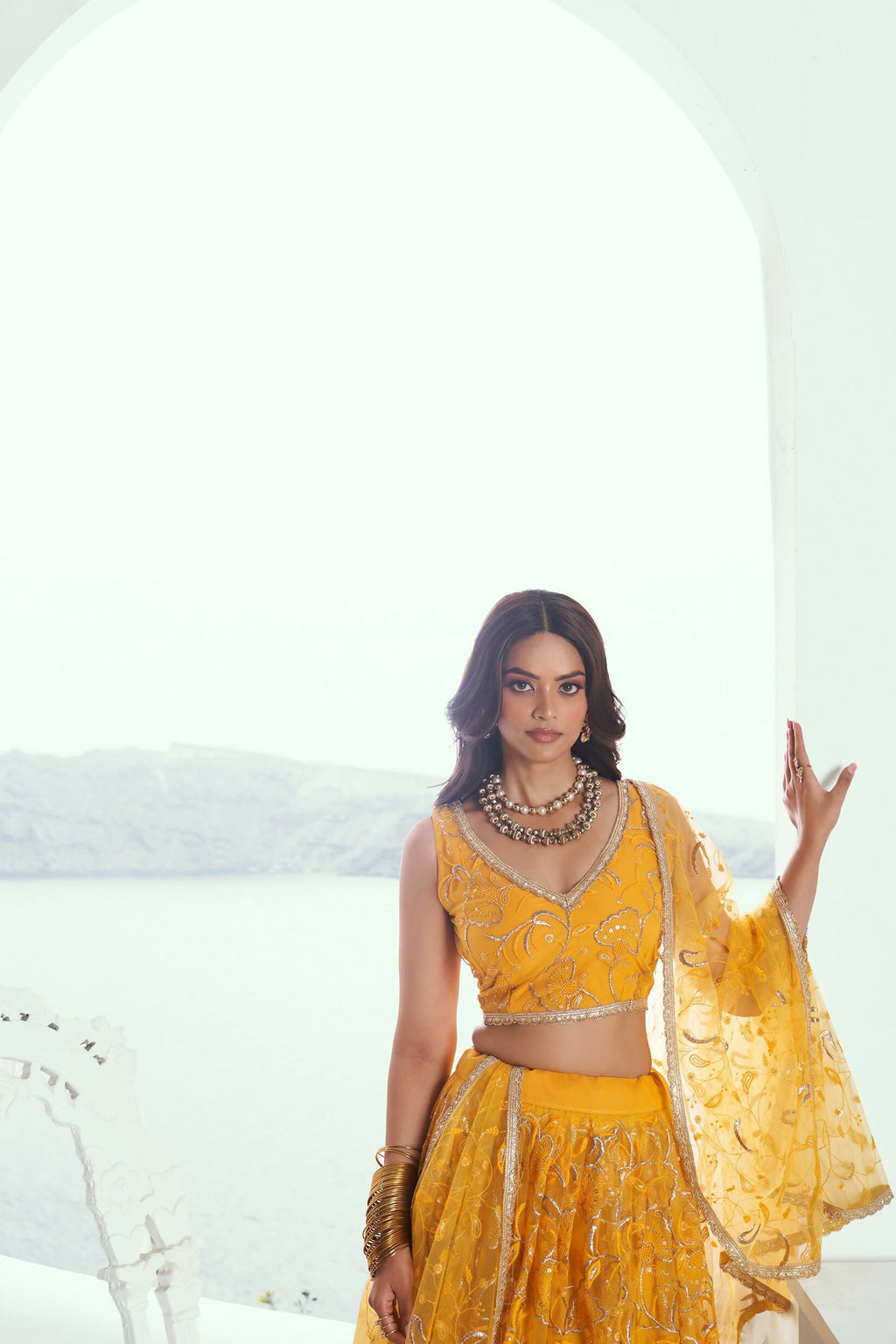 Eilara Glamorous Yellow Net With Embroidered And Thread Zari Sequence Weeding Lehenga Choli