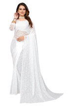 Vamika White Pearls Net Saree - Distacart