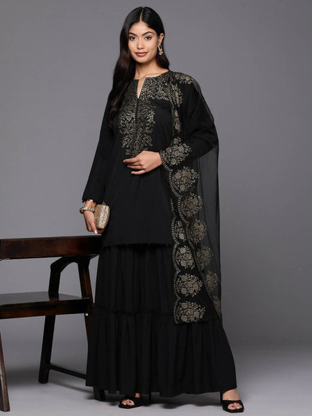Ahalyaa Women's Traditional wear Kurta Set - Black