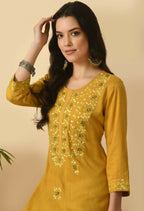 Joban Fashion Mustard Cotton Rayon Kurta Set