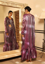 Lavender Tom Silk Plain Ready To Wear Saree With Stitched Blouse - Satiksha