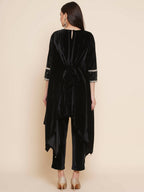 Women Republic Black Velvet Kaftaan Style Kurta With Pants - Distacart
