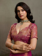 Shree Shyam Fashion Magenta Tissue Silk Saree - Distacart