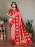 Joban Fashion Banarasi Light Pink Butti Soft Silk Saree - Distacart