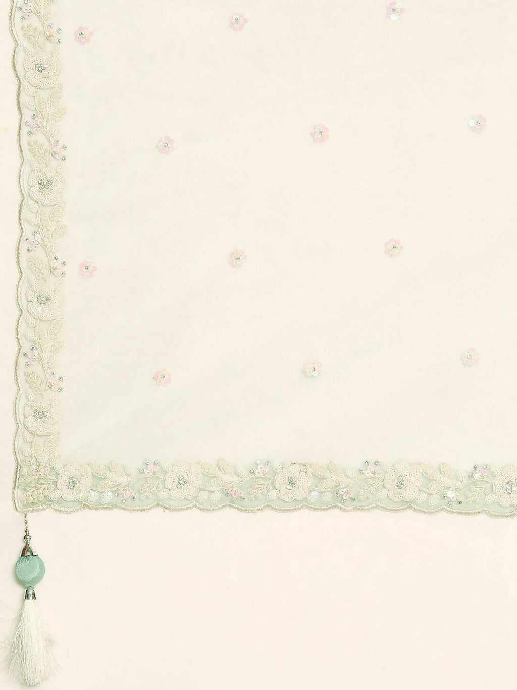House of Panchhi Sea Green Chinon Sequins and Zarkan embroidery Lehenga choli & Dupatta