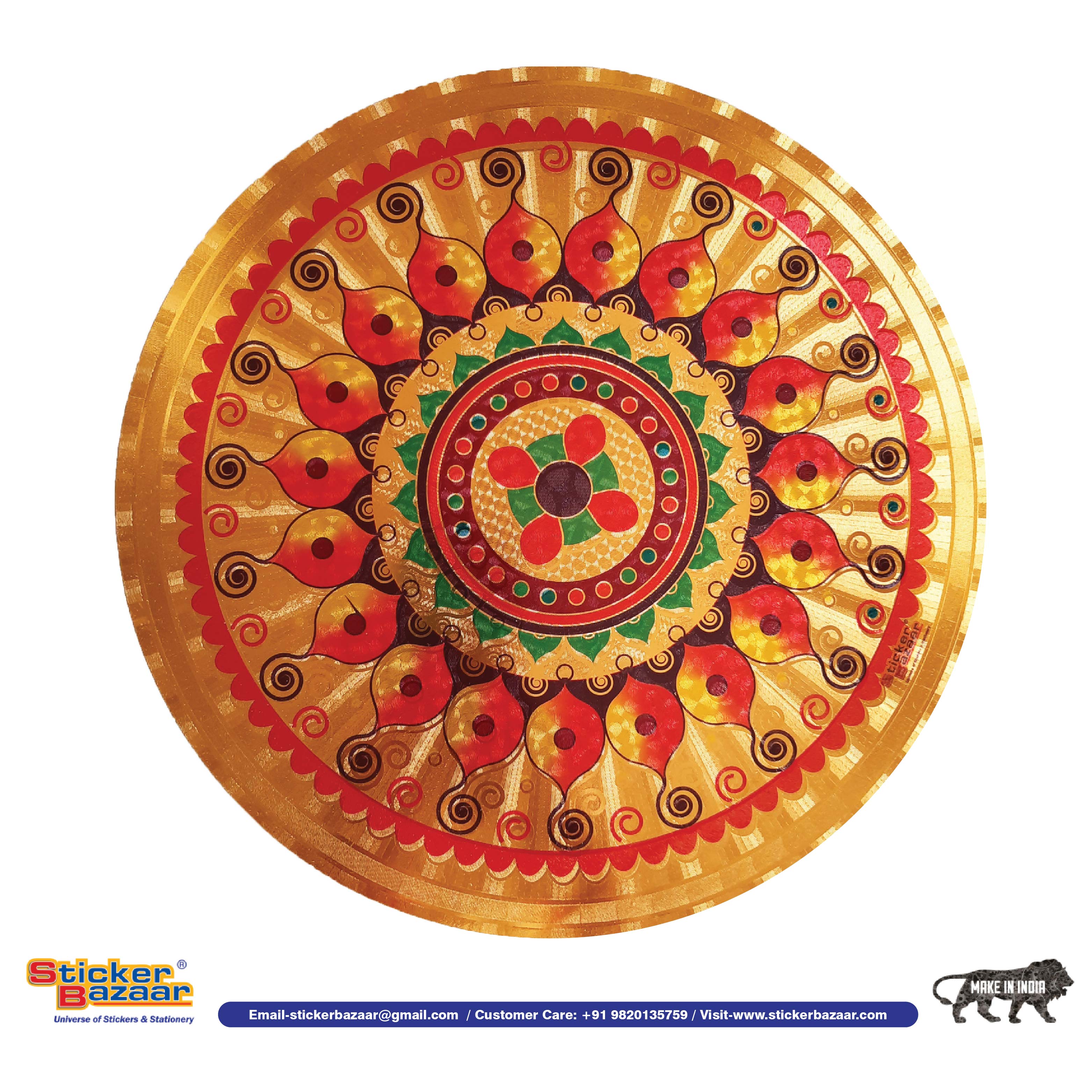 Stickerbazaar Micro Golden Embossing Rangoli Stickers - Distacart