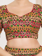 Joban Fashion Red Brocade Padded Blouse With Sweetheart Neck Elbow Sleeves - Distacart